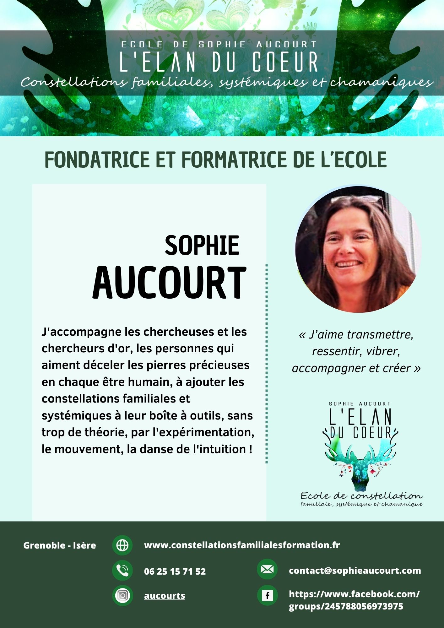 Sophie Aucourt - Fondatrice de l'école de l'élan du coeur, praticienne et formatrice en communication bienveillante et en constellation familiale, systémique et chamanique Image