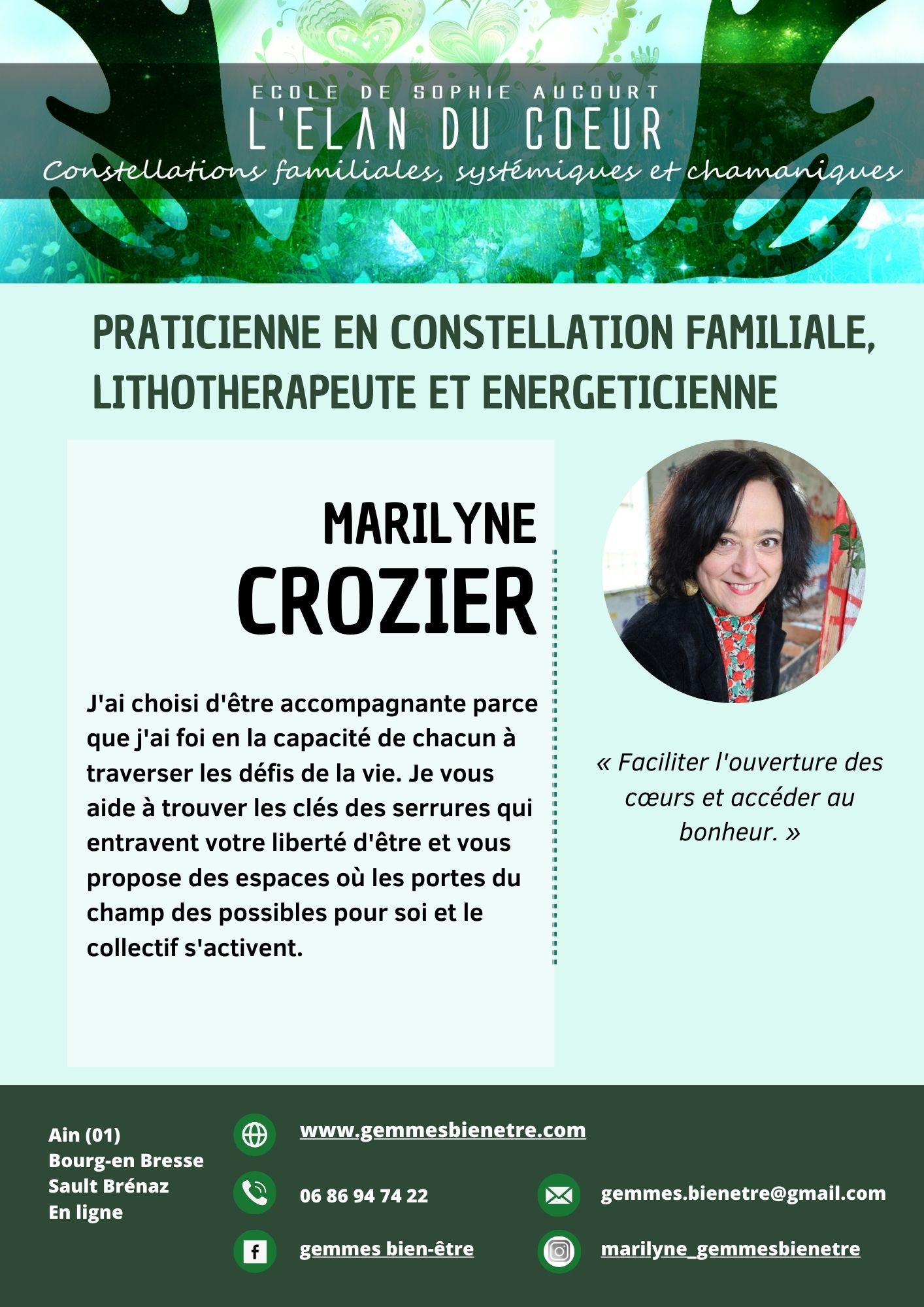 Marilyne Crozier - Praticienne en constellation familiale, systémique et chamanique - Lithothérapeute - Energéticienne Image